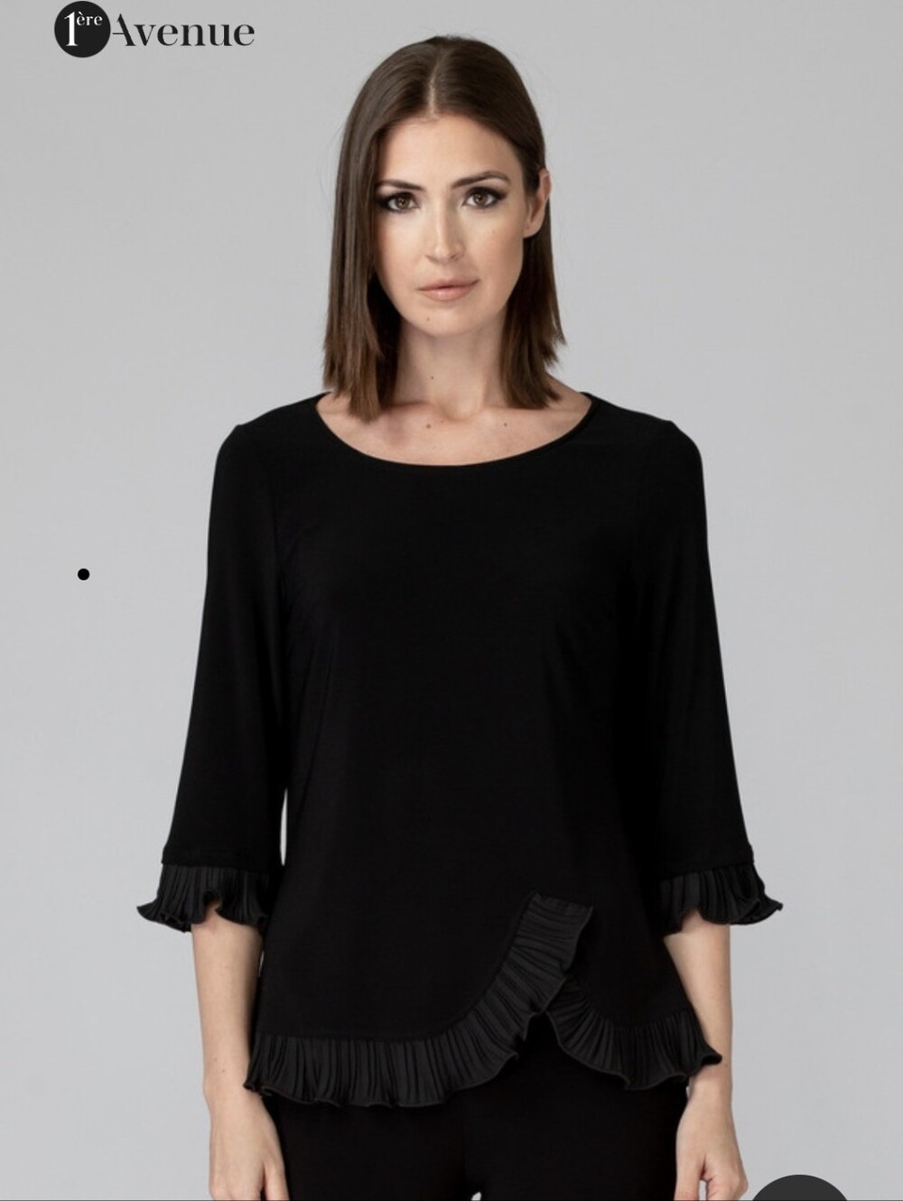 NWT Joseph Ribkoff Ruffled Layered Hem Black Top Size 16